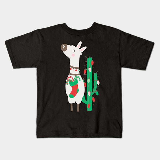 Christmas llama Kids T-Shirt by melomania